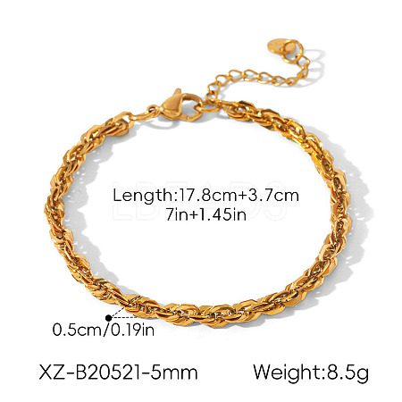 5MM 304 Stainless Steel Rope Chain Bracelets for Women WGB369D-01-1