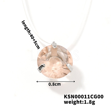 Flat Round Plastic Pendant Invisible Cord Necklaces for Women JB6177-2-1