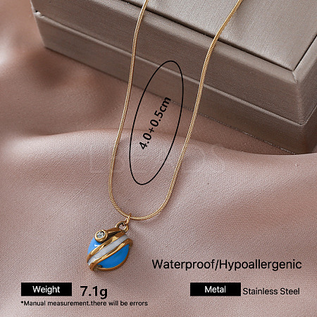 304 Stainless Steel Enamel Planet Pendant Necklaces for Women FB4666-4-1