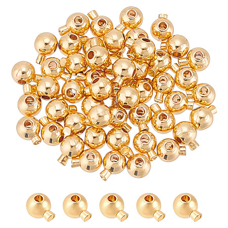 BENECREAT 50Pcs Brass Crimp Beads KK-BC0012-85-1