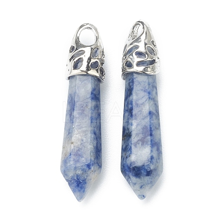 Bullet Natural Blue Spot Jasper Pointed Pendants G-E332-C36-1