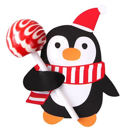 Christmas Theme Penguin Shape Paper Candy Lollipops Cards CDIS-I003-02-1