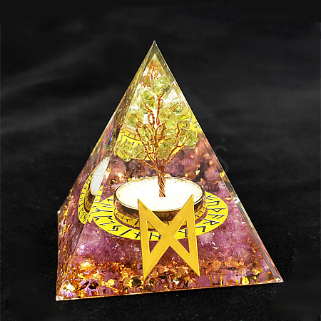 Viking Rune Symbol-Day Orgonite Pyramid Resin Display Decorations DJEW-PW0006-02J-1