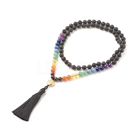 7 Chakra Buddhist Necklace NJEW-JN03895-03-1