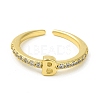 Clear Cubic Zirconia Initial Letter Open Cuff Ring RJEW-H120-09G-B-2