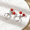 Cherry Brass Enamel Hoop Earrings EJEW-M077-14P-01-4