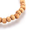 Wood Beads Kids Stretch Bracelets BJEW-JB03970-M-5