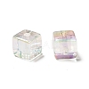 UV Plating Rainbow Iridescent Transparent Acrylic Beads OACR-A014-05-3