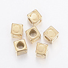 304 Stainless Steel Large Hole Letter European Beads X-STAS-H428-01G-C-1