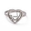 Non-Tarnish 201 Stainless Steel Heart with Word Love You Finger Ring RJEW-J051-11P-2