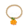 Glass & Brass Braided Fruit Finger Ring for Women RJEW-TA00047-04-1