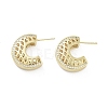 Half Round Brass with Cubic Zirconia Stud Earrings EJEW-Q811-28G-1