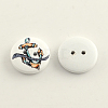2-Hole Anchor & Helm Pattern Printed Wooden Buttons X-BUTT-R031-018-2