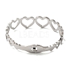 Titanium Steel Crystal Rhinestone Hollow Heart Hinged Bangles for Women BJEW-G719-19P-3