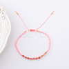 2mm Faceted Natural Rhodochrosite Beaded Braided Adjustable Bracelets for Women PF2854-11-1