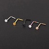 304 Stainless Steel Rhinestone Round Ball L-Shaped Nose Rings WGE5A2F-11-1