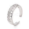 Clear Cubic Zirconia Hollow Out Heart Open Cuff Ring RJEW-E072-05P-1