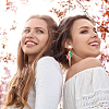 3 Pairs 3 Colors Golden Alloy Sun with Shell Shape Dangle Stud Earrings EJEW-AN0004-40-7