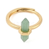 Double Pointed Hexagonal Prism Natural Mixed Stone Adjustable Rings for Women RJEW-G327-01G-3