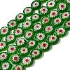 Handmade Millefiori Glass Flat Round Bead Strands LK-P011-24-1