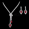 Alloy Rhinestone Pendant Necklaces & Earrings Sets for Women WGE8301-09-1