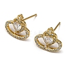 Rack Plating Brass Crown Stud Earrings with Cubic Zirconia EJEW-D063-12G-1