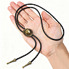 1Pc West Cowboy Hat Tibetan Style Alloy Pendant Black PU Leather Cord Bolo Tie Lariat Necklaces NJEW-GF0001-24B-3