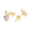 Brass Micro Pave Cubic Zirconia Stud Earring EJEW-C021-06G-3