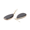 Natural Obsidian Teardrop Dangle Earrings EJEW-G331-01G-03-4