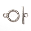 Tarnish Resistant 304 Stainless Steel Textured Toggle Clasps STAS-A048-01P-1