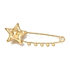Textured Star 304 Stainless Steel Safety Pins Brooch Findings SA-CBAB767-06B-G-1
