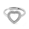 Heart Adjustable 925 Sterling Silver Ring Components STER-G042-05P-2
