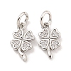 Rack Plating Brass Micro Pave Clear Cubic Zirconia Charms KK-Q814-08P-1