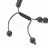 Natural Obsidian & Synthetic Hematite Braided Bead Bracelet with Cubic Zirconia BJEW-JB08117-02-5