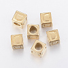 304 Stainless Steel Large Hole Letter European Beads LS-STAS-H428-01G-D-1