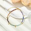 Chakra Grade A Natural Amethyst & Lapis Lazuli & Amazonite & Green Aventurinee & Tiger Eye & Carnelian & Red Jasper Faceted Round Beaded Anklets AJEW-AN00882-1