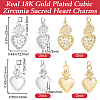 Beebeecraft 8Pcs 4 Style Rack Plating Brass Micro Pave Cubic Zirconia Pendants KK-BBC0012-99-2