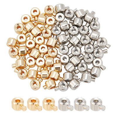 60Pcs 2 Colors Brass Crimp Beads KK-AR0003-88-1