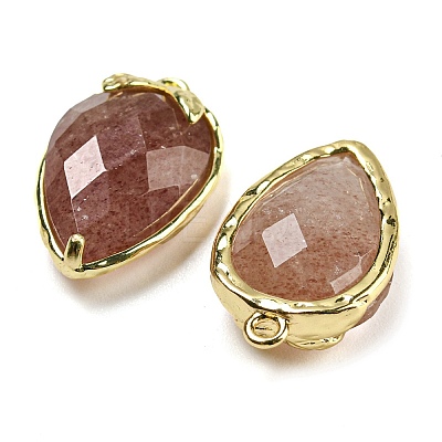 Natural Strawberry Quartz Faceted Pendants G-M431-06G-06-1