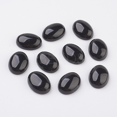 Natural Obsidian Flat Back Cabochons X-G-G741-13x18mm-20-1