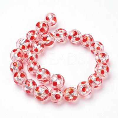 Handmade Silver Foil Lampwork Beads Strands FOIL-L016-D05-1