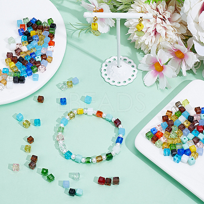 2 Strands Faceted Transparent Glass Cube Beads Strands GLAA-PA0001-39-1