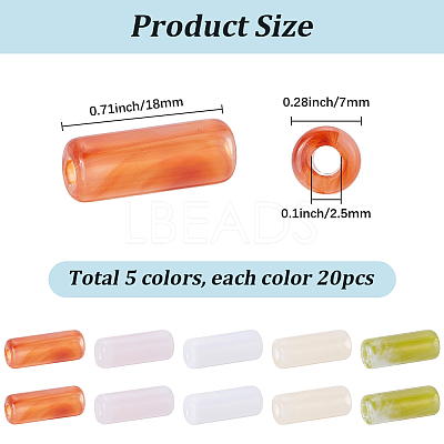 100Pcs 5 Colors Transparent Acrylic Beads OACR-SP0002-41-1