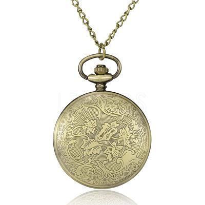 Flat Round Alloy Quartz Pocket Watches WACH-N039-07AB-1