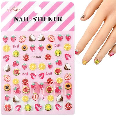 60Pcs Fruits Theme Paper Nail Art Stickers AJEW-CJC0018-05A-1