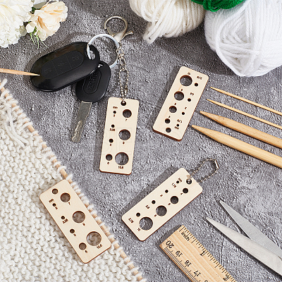 Rectangle Wooden Knitting Needle Gauge Pendants WOOD-NB0002-39-1