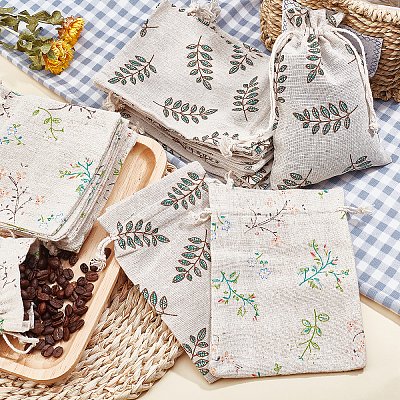 2 Patterns Polycotton(Polyester Cotton) Packing Pouches Drawstring Bags ABAG-PH0001-02-1