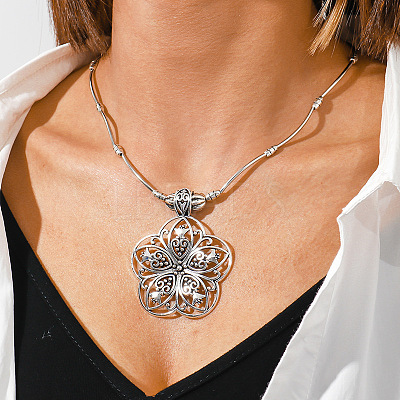 Mandala Flower Bohemian Style Alloy Pendant Necklaces FS-WG43472-01-1