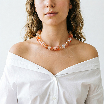 Alloy Resin Rondelle Beaded Necklaces for Women WG2A417-01-1