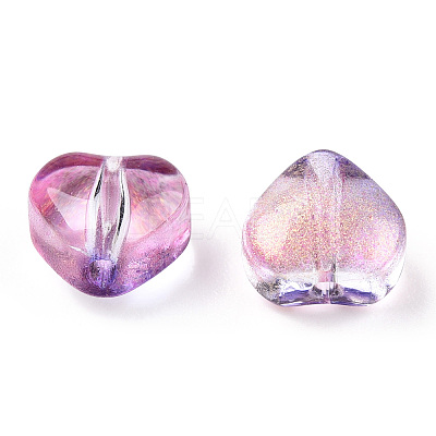 Transparent Spray Painted Glass Beads GLAA-R211-02-B04-1